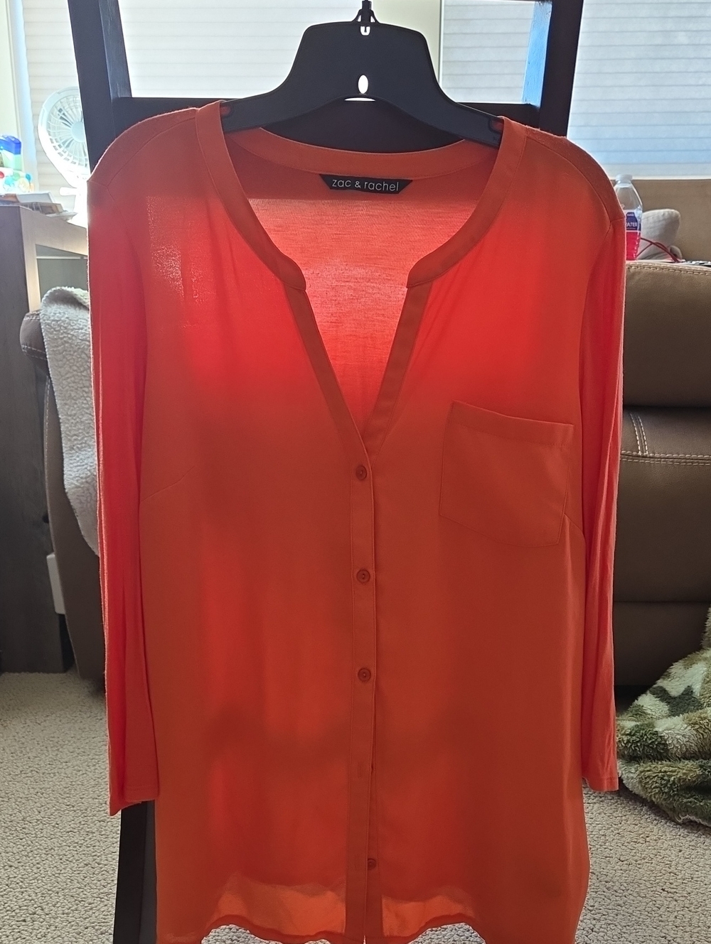 Zac & Rachel XL Bright Orange Button-Front Shirt